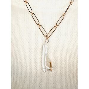 Silver and gold 22”(adjustable) equestrian boot and stirrup pendant